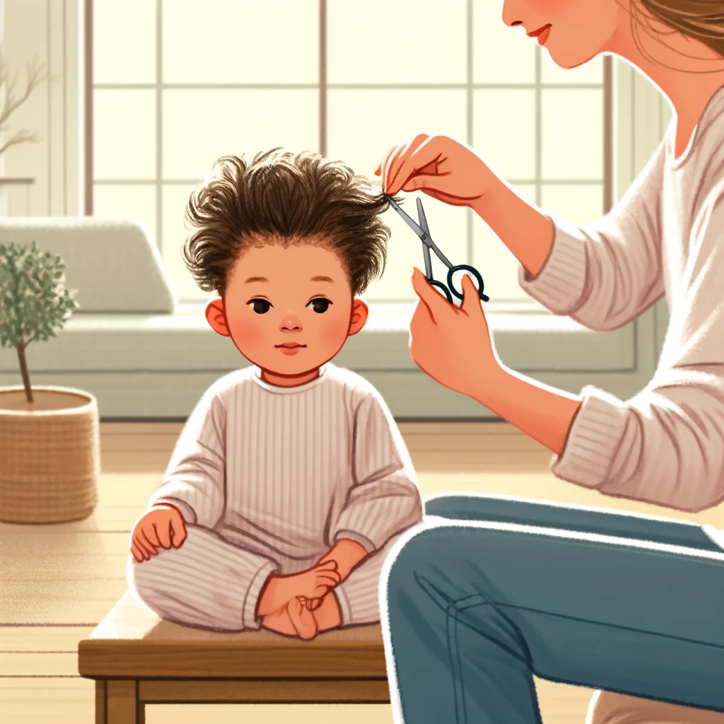 mother-carefully-trimming-her-young-childs-natural-hair